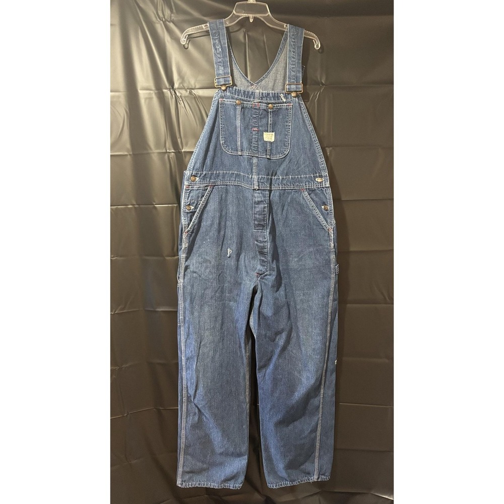 Vintage Big Mac Bib Overalls Mens 38x30 Blue Denim Union Made Workwear 60s 70s